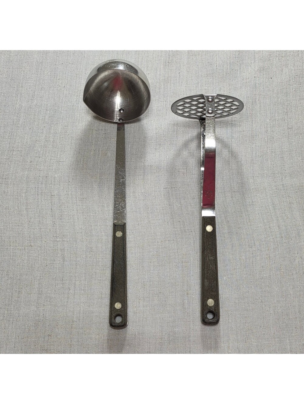 Vintage Flint EKCO Vanadium Stainless Steel Ladle Spoon Potato Veg Masher USA
